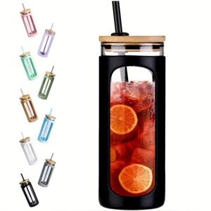 {NEW} MUKOKO 20oz Glass Water Tumble With Straw And Lid